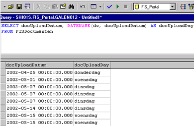 DateName returns the Day our documents are uploaded. (Excuse my Dutch server)