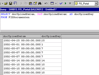 Upload days are returned by simply specifying DAY(date).