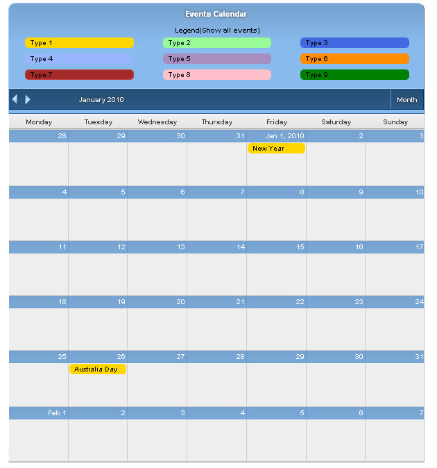 Ajax Event Calendar Extensions Dmxzone Com