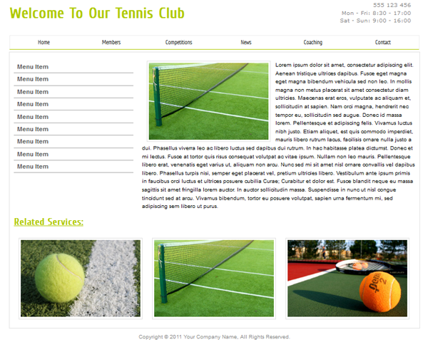 Tennis Club Template