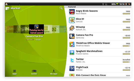 Android Market Galaxy Tab