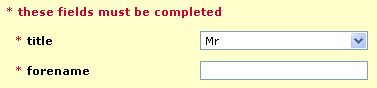 Use of the asterisk to denote required fields